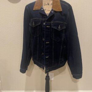 Roebuck & Company Vintage Denim Jacket with Brown Corduroy Collar (Size XL) #112